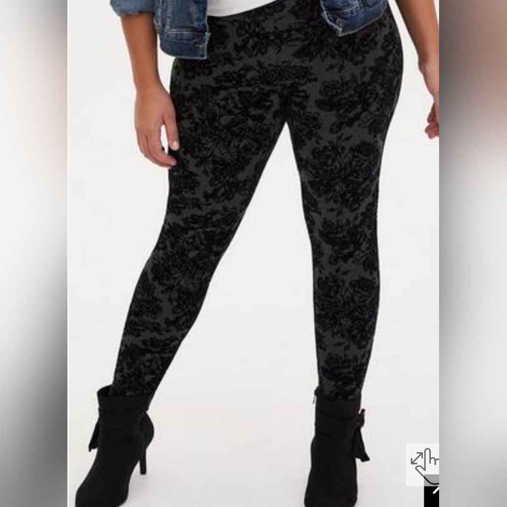 Torrid Ponte High-Rise Flocked Floral Print Skinny Pant